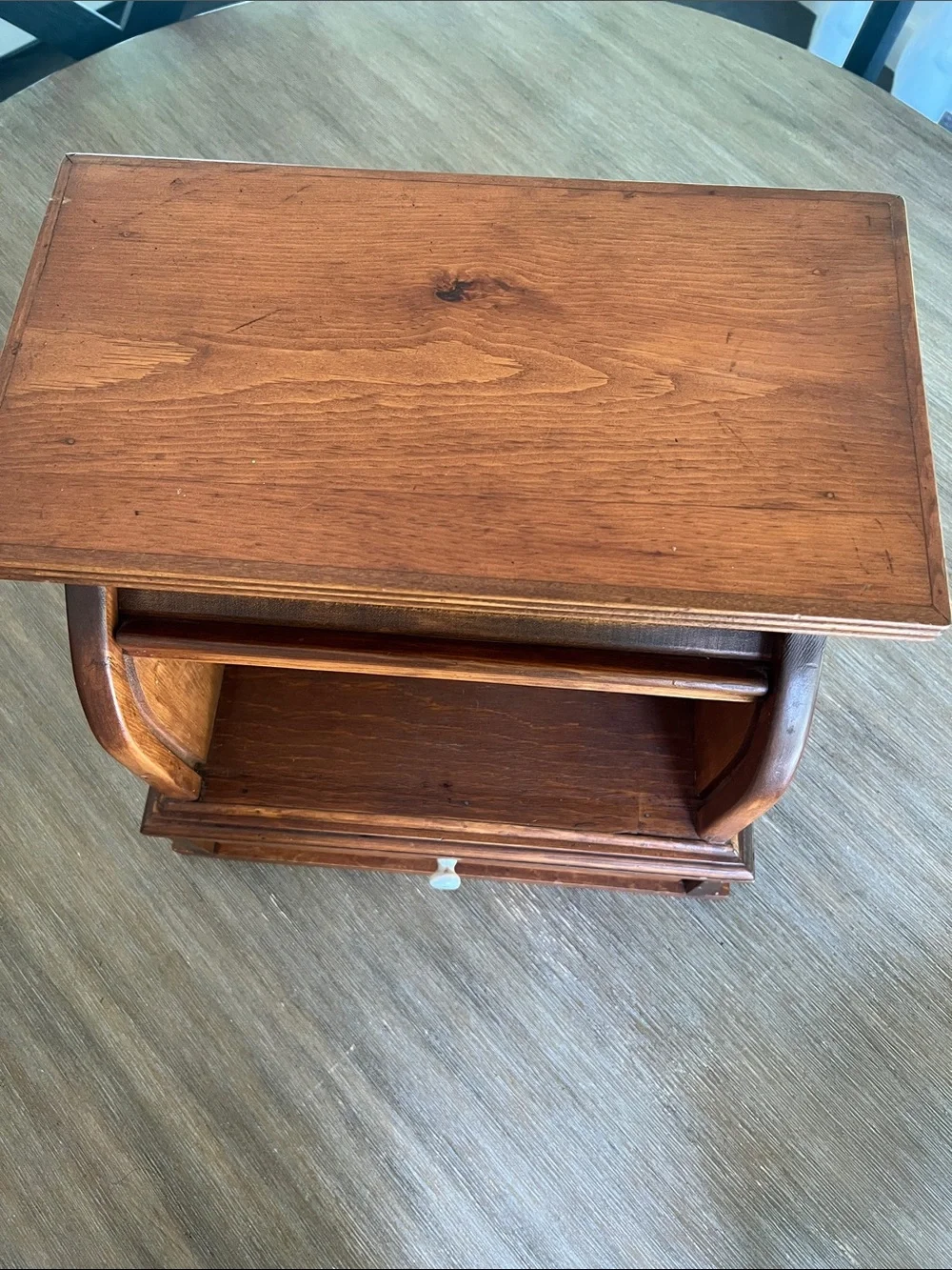 Vintage Roll Top Wooden Bread Box & drawer.  Shelf on top also. Farmhouse